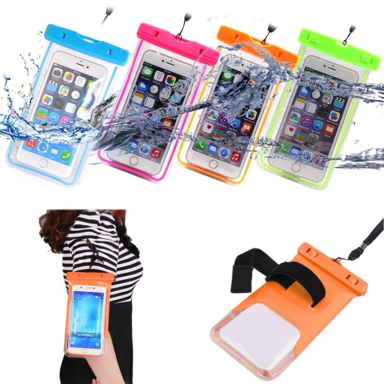 Fluorescent Transparent Open Side Universal Waterproof Bag with Lanyard & Armband for iPhone 6S Plus, Galaxy Note 5 & Note 4 / A8 / S6 edge+, Huawei P8 & P7 / Honor 6 Plus