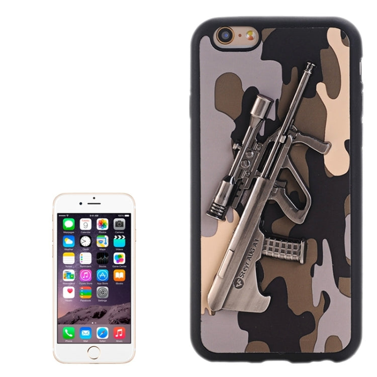 3D Steyr AUG A1 Gun Pattern PU Paste Skin TPU Protective Case for iPhone 6 Plus & 6s Plus
