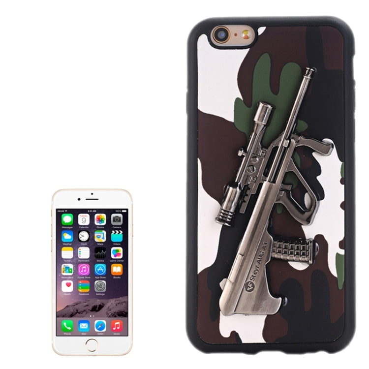 3D Steyr AUG A1 Gun Pattern PU Paste Skin TPU Protective Case for iPhone 6 Plus & 6s Plus