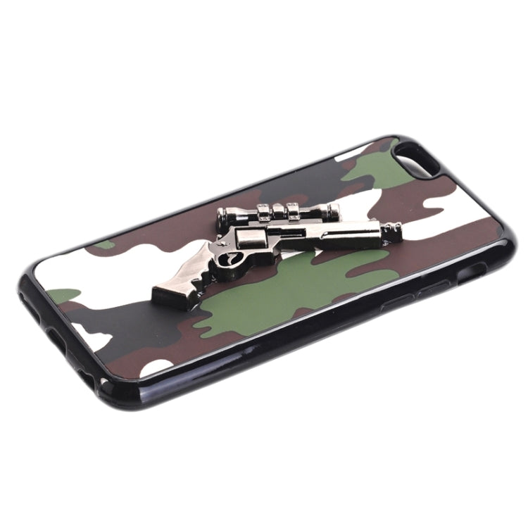 3D Pistol Pattern PU Paste Skin TPU Protective Case for iPhone 6 Plus & 6s Plus(White)