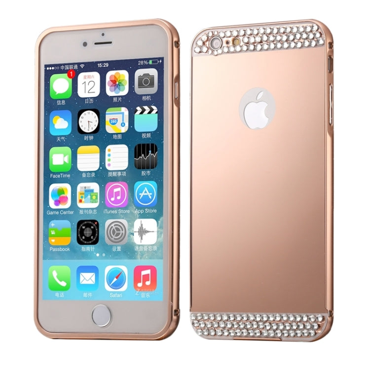 Diamond Encrusted Push-pull Style Metal Plating Bumper Frame + Acrylic Back Cover Combination Case for iPhone 6 Plus & 6s Plus