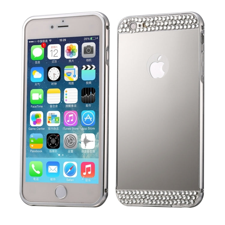 Diamond Encrusted Push-pull Style Metal Plating Bumper Frame + Acrylic Back Cover Combination Case for iPhone 6 Plus & 6s Plus