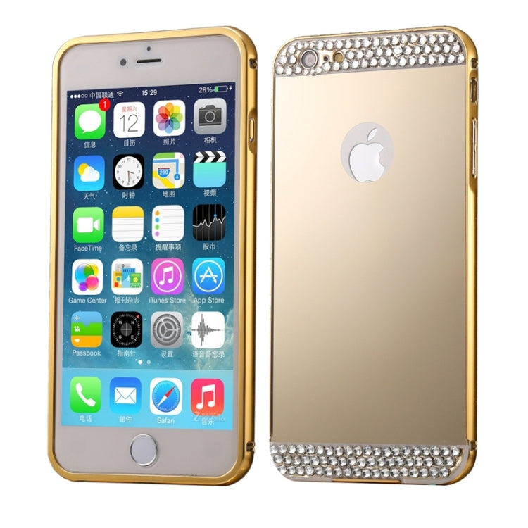Diamond Encrusted Push-pull Style Metal Plating Bumper Frame + Acrylic Back Cover Combination Case for iPhone 6 Plus & 6s Plus