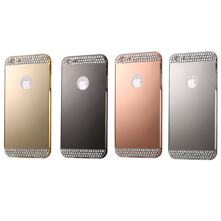 Diamond Encrusted Push-pull Style Metal Plating Bumper Frame + Acrylic Back Cover Combination Case for iPhone 6 Plus & 6s Plus