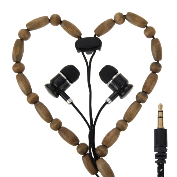 Wooden Beads Style In-ear Stereo Necklace Headphone