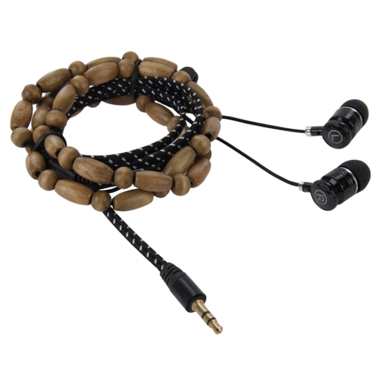 Wooden Beads Style In-ear Stereo Necklace Headphone