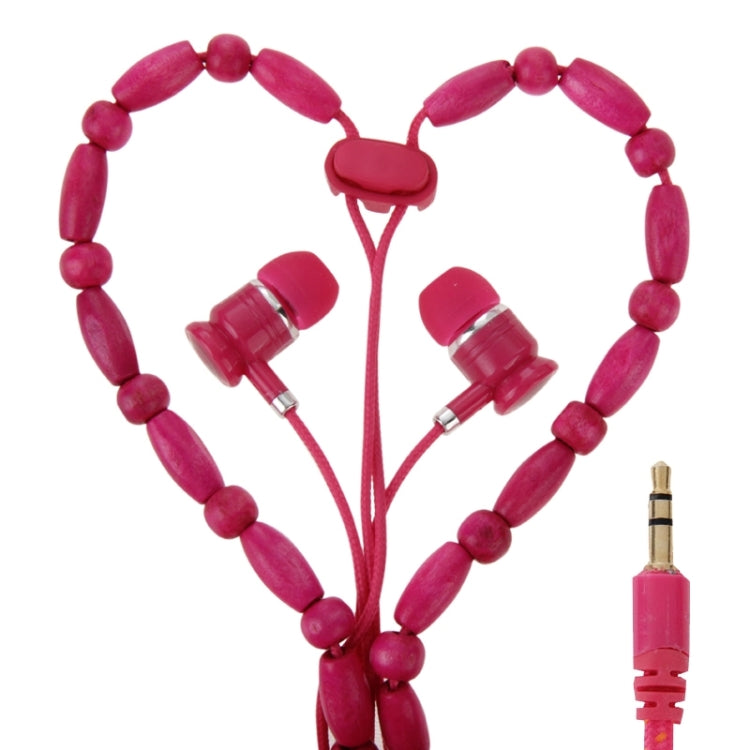 Wooden Beads Style In-ear Stereo Necklace Headphone