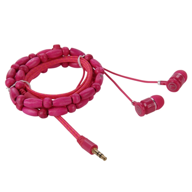 Wooden Beads Style In-ear Stereo Necklace Headphone