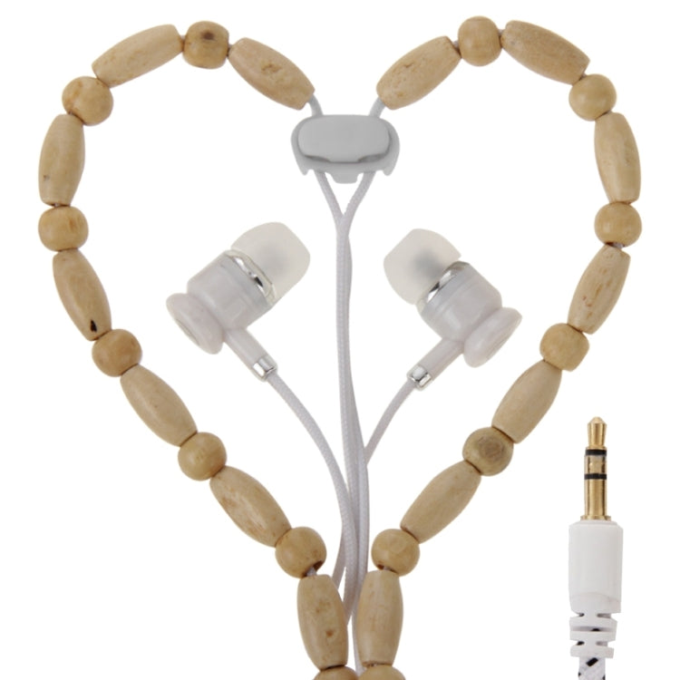 Wooden Beads Style In-ear Stereo Necklace Headphone