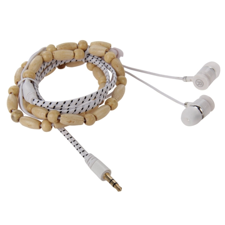 Wooden Beads Style In-ear Stereo Necklace Headphone