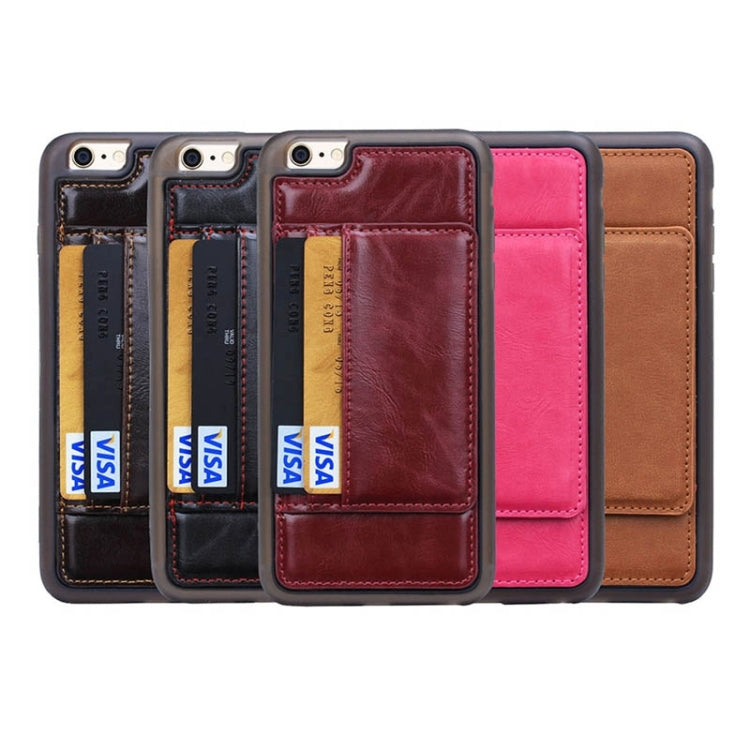 Crazy Horse Texture PU Leather + TPU + PC Case with Card Slots & Holder for iPhone 6 Plus & 6S Plus