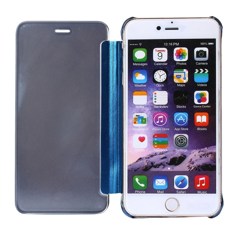For iPhone 6 Plus & 6s Plus Electroplating Mirror Horizontal Flip PC + Leather Protective Case