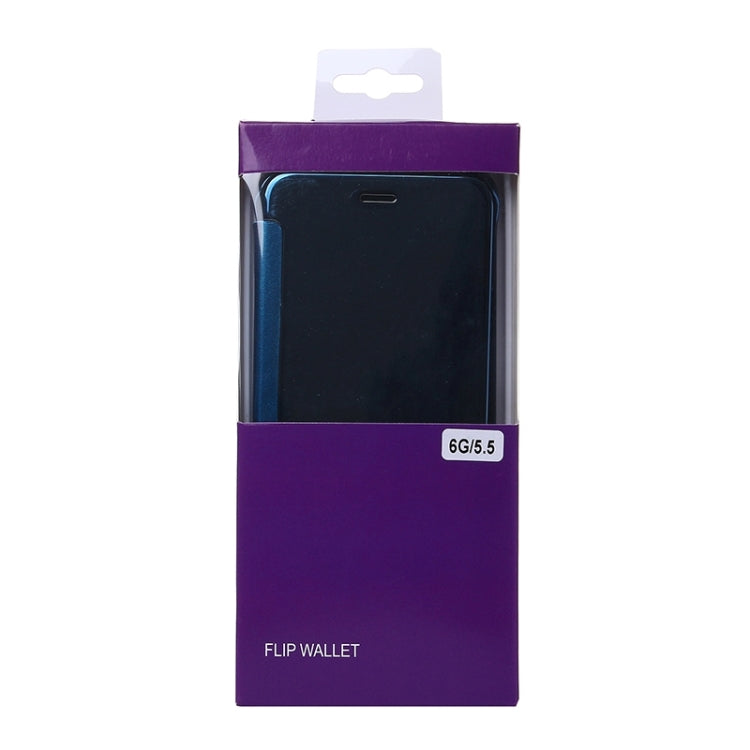 For iPhone 6 Plus & 6s Plus Electroplating Mirror Horizontal Flip PC + Leather Protective Case