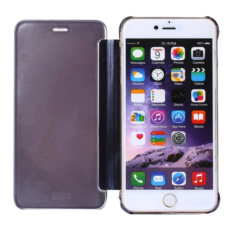 For iPhone 6 Plus & 6s Plus Electroplating Mirror Horizontal Flip PC + Leather Protective Case