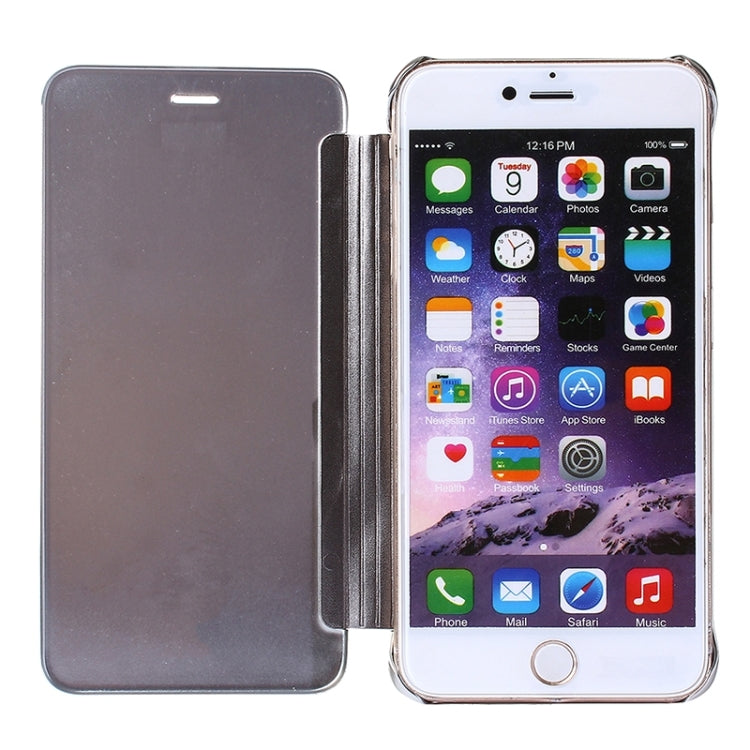 For iPhone 6 Plus & 6s Plus Electroplating Mirror Horizontal Flip PC + Leather Protective Case