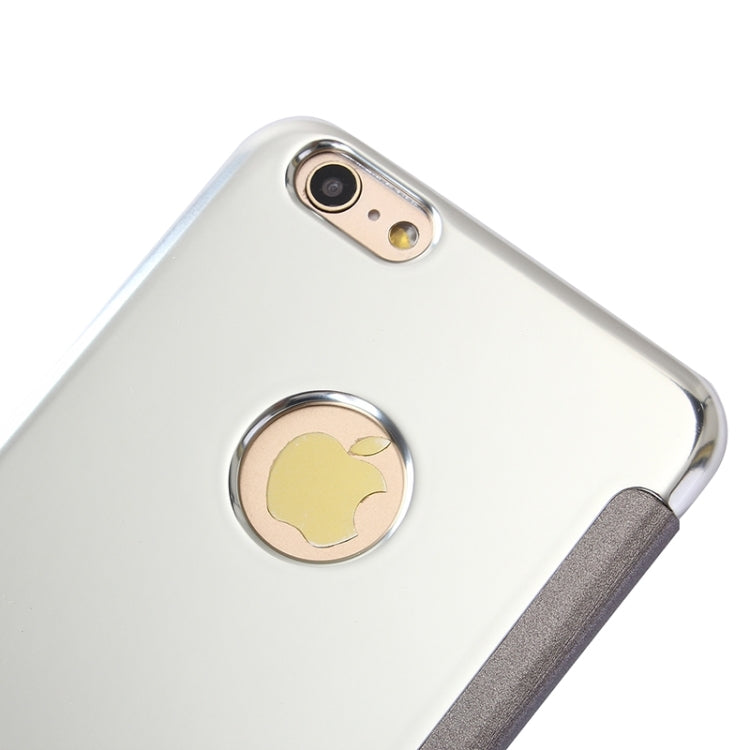 For iPhone 6 Plus & 6s Plus Electroplating Mirror Horizontal Flip PC + Leather Protective Case