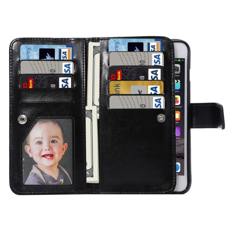 For iPhone 6 Plus & 6s Plus Two in One Separable Crazy Horse Texture Horizontal Flip Leather Wallet Case with 9 Card Slots & Lanyard