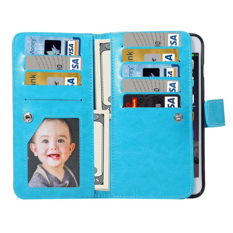 For iPhone 6 Plus & 6s Plus Two in One Separable Crazy Horse Texture Horizontal Flip Leather Wallet Case with 9 Card Slots & Lanyard
