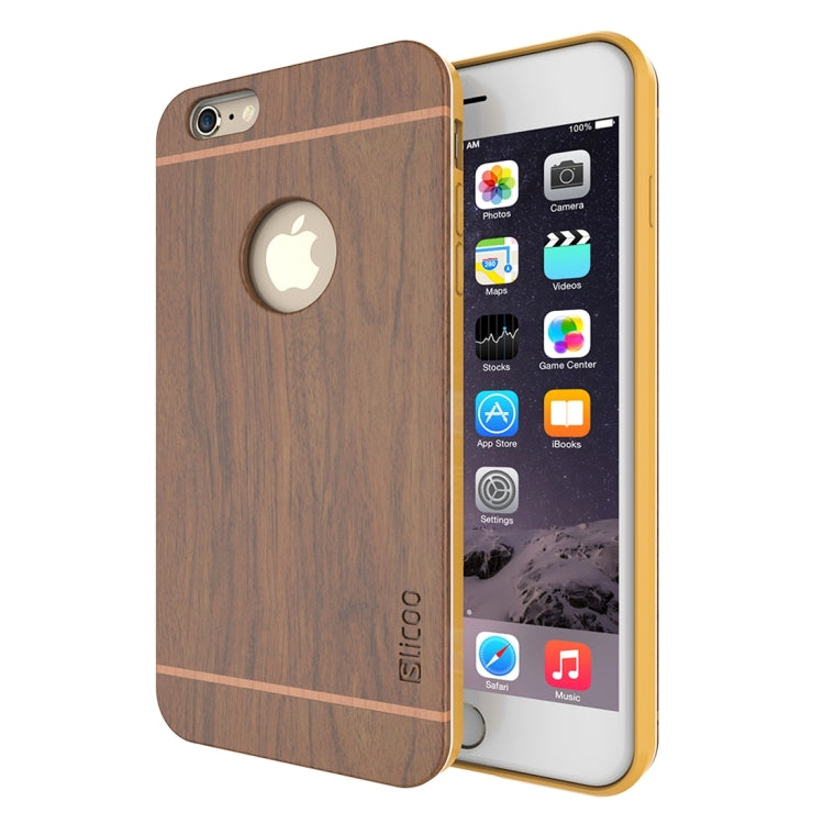 Slicoo for iPhone 6 Plus & 6s Plus Artistic Wood Grain Dual-layer Cherry Wood + TPU Combination Case