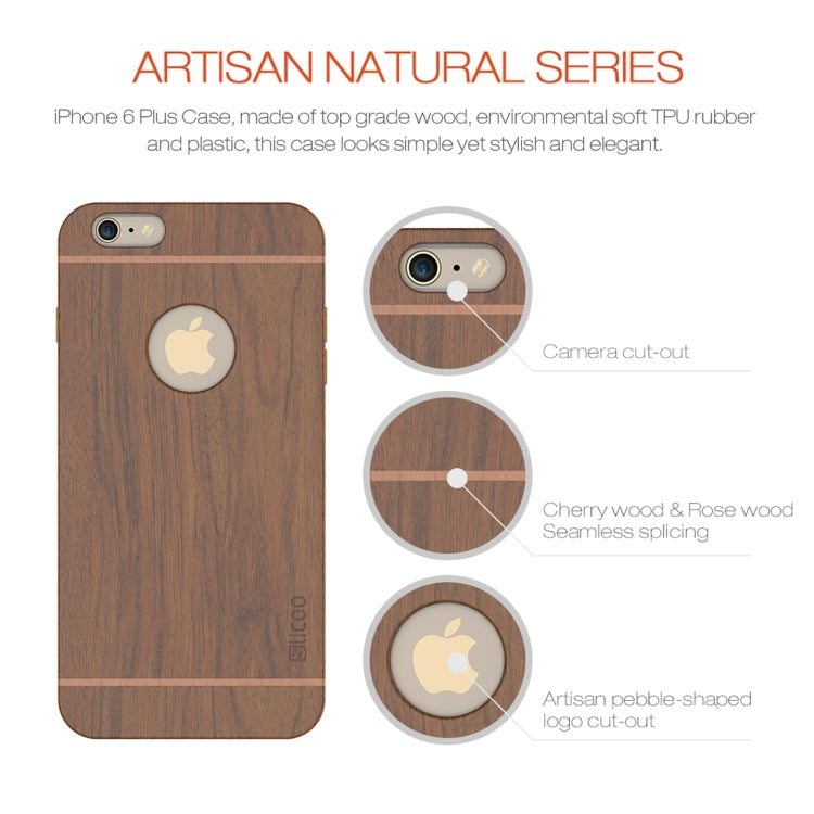 Slicoo for iPhone 6 Plus & 6s Plus Artistic Wood Grain Dual-layer Cherry Wood + TPU Combination Case