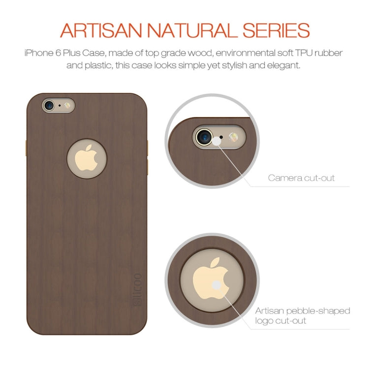 Slicoo for iPhone 6 Plus & 6s Plus Artistic Wood Grain Dual-layer Cherry Wood + TPU Combination Case