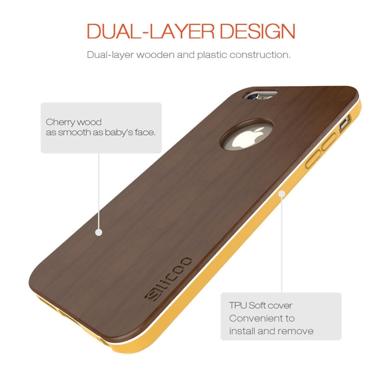 Slicoo for iPhone 6 Plus & 6s Plus Artistic Wood Grain Dual-layer Cherry Wood + TPU Combination Case