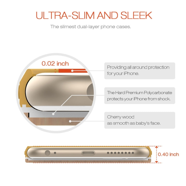 Slicoo for iPhone 6 Plus & 6s Plus Artistic Wood Grain Dual-layer Cherry Wood + TPU Combination Case