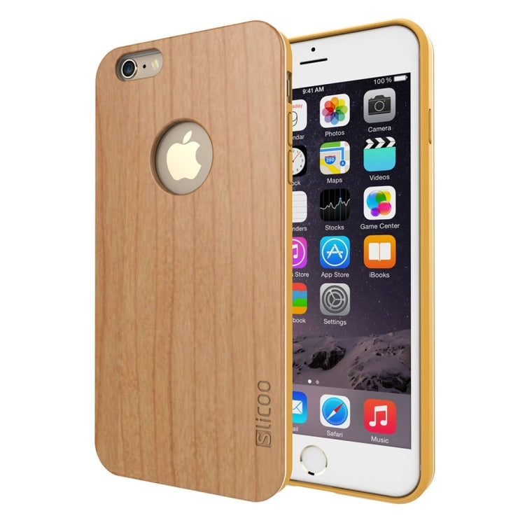 Slicoo for iPhone 6 Plus & 6s Plus Artistic Wood Grain Dual-layer Cherry Wood + TPU Combination Case