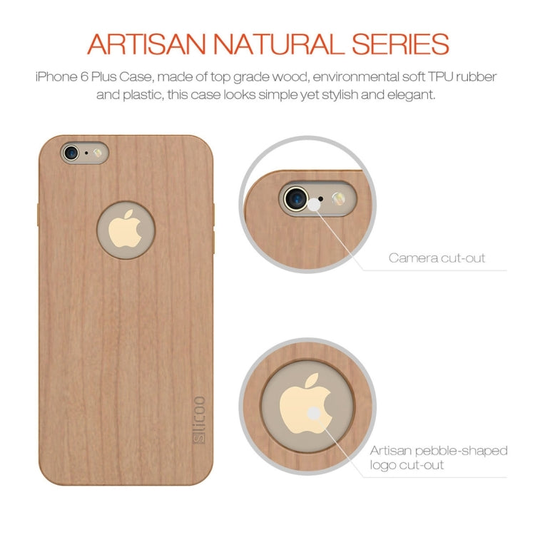 Slicoo for iPhone 6 Plus & 6s Plus Artistic Wood Grain Dual-layer Cherry Wood + TPU Combination Case