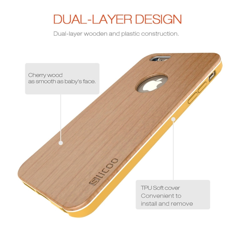 Slicoo for iPhone 6 Plus & 6s Plus Artistic Wood Grain Dual-layer Cherry Wood + TPU Combination Case