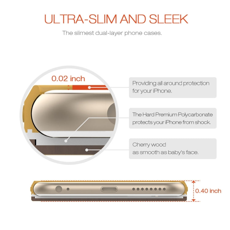 Slicoo for iPhone 6 Plus & 6s Plus Artistic Wood Grain Dual-layer Cherry Wood + TPU Combination Case