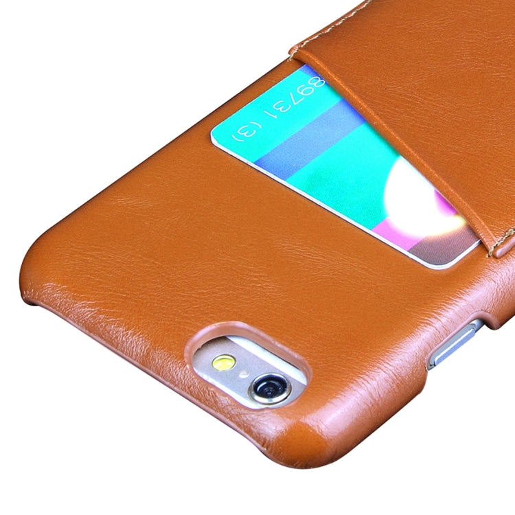 For iPhone 6 Plus & 6s Plus Fashionable Crazy Horse Texture Leather Back Cover with Card Slots