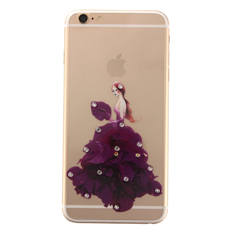 0.3mm 3D Colorized Relief Girl Pattern Diamond Encrusted Front + Back Tempered Glass Screen Protector for iPhone 6 Plus & 6s Plus