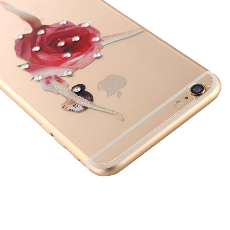 0.3mm 3D Colorized Relief Girl Pattern Diamond Encrusted Front + Back Tempered Glass Screen Protector for iPhone 6 Plus & 6s Plus