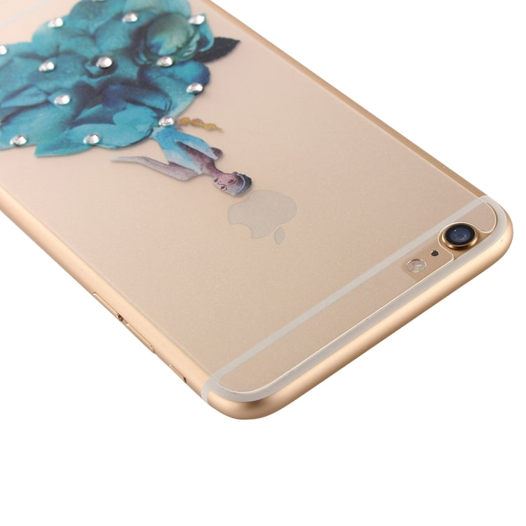 0.3mm 3D Colorized Relief Girl Pattern Diamond Encrusted Front + Back Tempered Glass Screen Protector for iPhone 6 Plus & 6s Plus