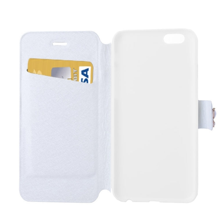 Natural Silk Texture & Stereoscopic Diamond Encrusted Rose Horizontal Flip Leather Case with Holder & Card Slot for iPhone 6 Plus