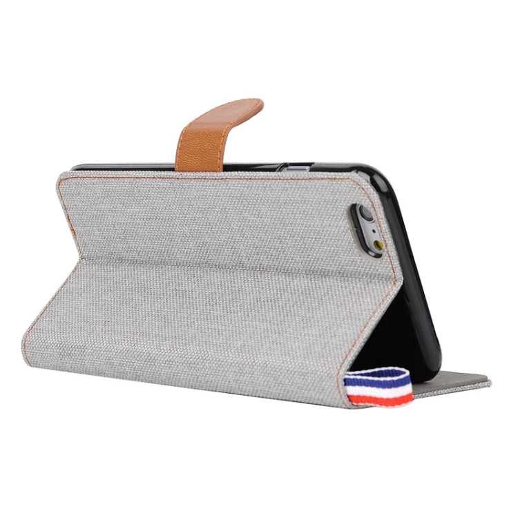 For iPhone 6 Plus & 6s Plus Denim Texture Horizontal Flip Leather Case with Card Slots & Holder & Lanyard