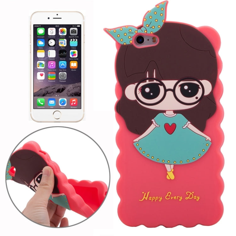 3D Style Cartoon Cute Xiaoxi Pattern Silicone Case for iPhone 6 Plus(Red)