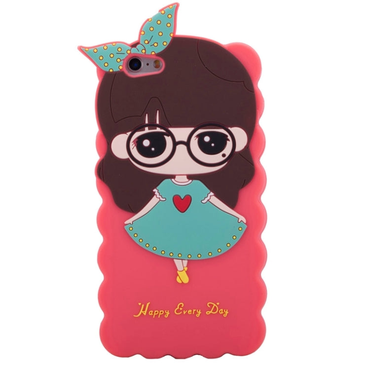 3D Style Cartoon Cute Xiaoxi Pattern Silicone Case for iPhone 6 Plus(Red)