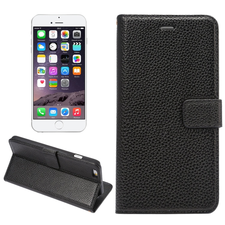 For iPhone 6 Plus & 6s Plus Litchi Texture Horizontal Flip Leather Case with Card Slots & Holder & Wallet & Photo Frame & Lanyard