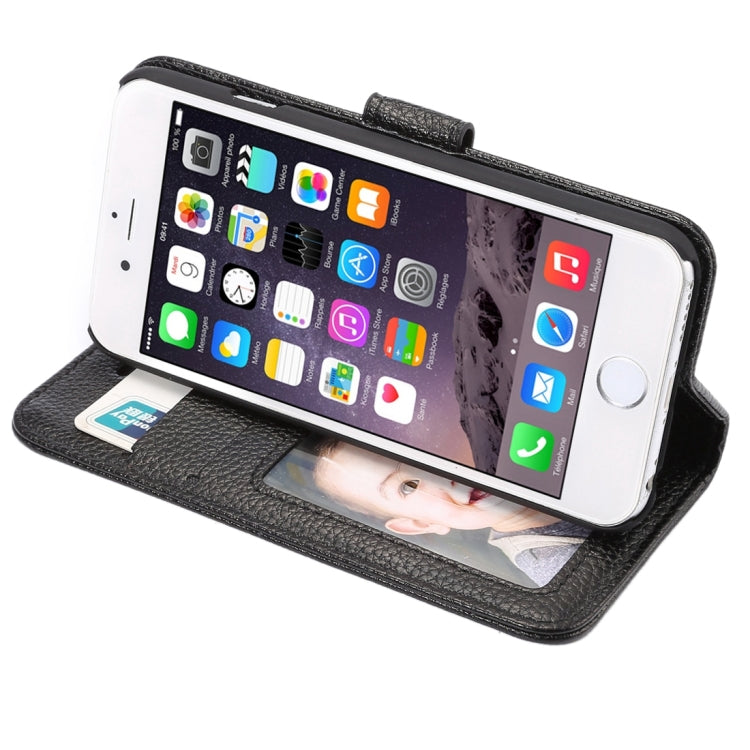 For iPhone 6 Plus & 6s Plus Litchi Texture Horizontal Flip Leather Case with Card Slots & Holder & Wallet & Photo Frame & Lanyard