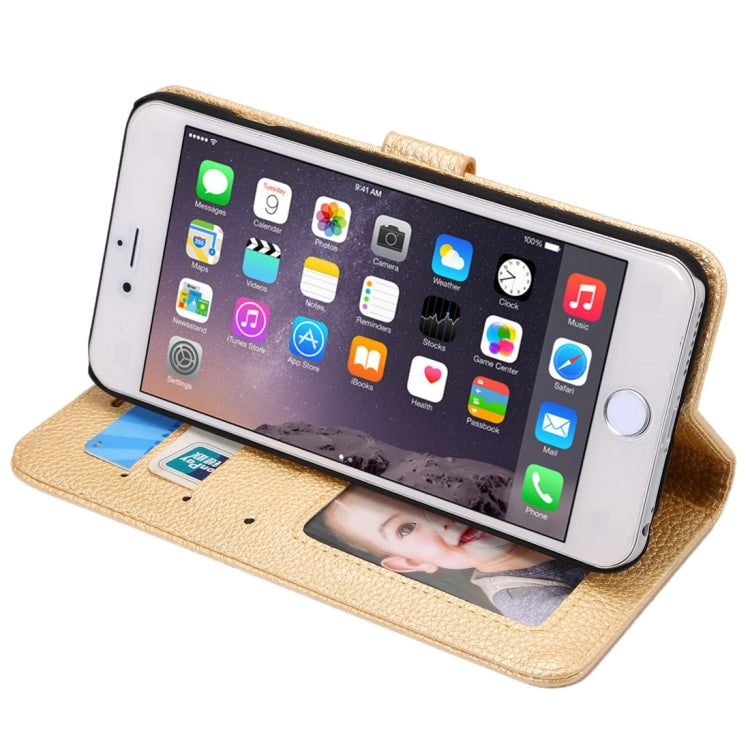 For iPhone 6 Plus & 6s Plus Litchi Texture Horizontal Flip Leather Case with Card Slots & Holder & Wallet & Photo Frame & Lanyard