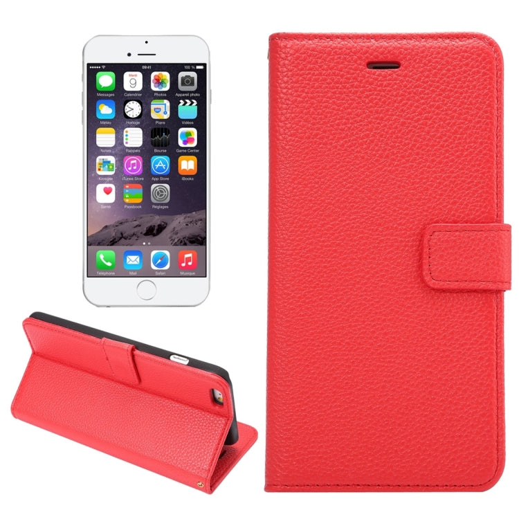 For iPhone 6 Plus & 6s Plus Litchi Texture Horizontal Flip Leather Case with Card Slots & Holder & Wallet & Photo Frame & Lanyard
