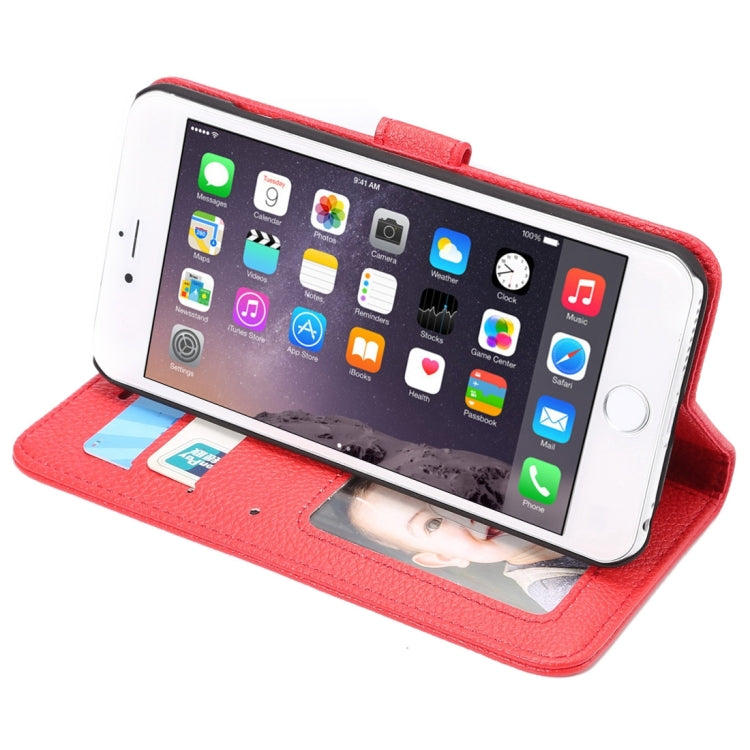 For iPhone 6 Plus & 6s Plus Litchi Texture Horizontal Flip Leather Case with Card Slots & Holder & Wallet & Photo Frame & Lanyard