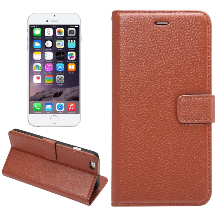 For iPhone 6 Plus & 6s Plus Litchi Texture Horizontal Flip Leather Case with Card Slots & Holder & Wallet & Photo Frame & Lanyard
