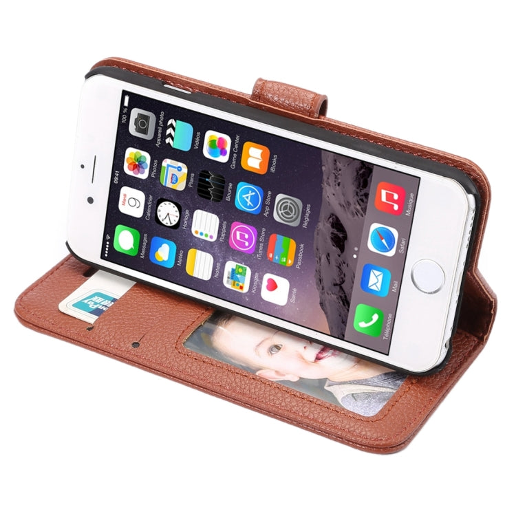 For iPhone 6 Plus & 6s Plus Litchi Texture Horizontal Flip Leather Case with Card Slots & Holder & Wallet & Photo Frame & Lanyard
