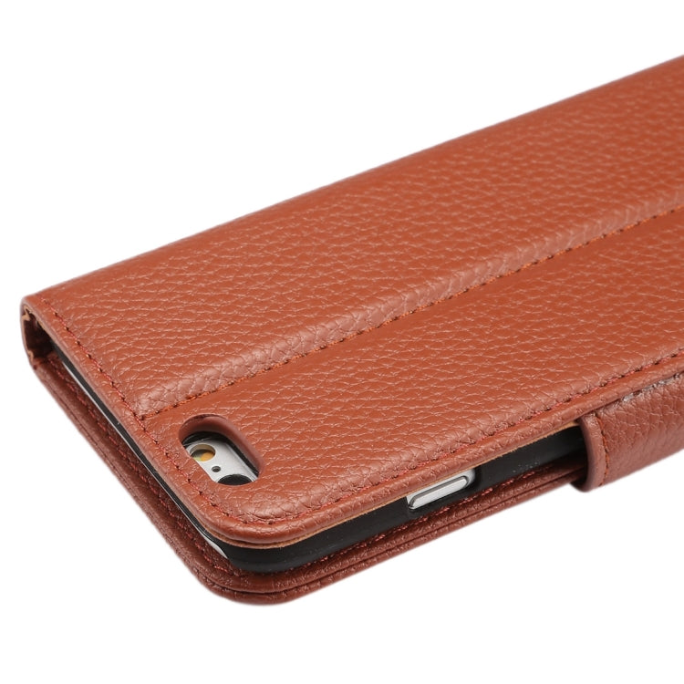 For iPhone 6 Plus & 6s Plus Litchi Texture Horizontal Flip Leather Case with Card Slots & Holder & Wallet & Photo Frame & Lanyard