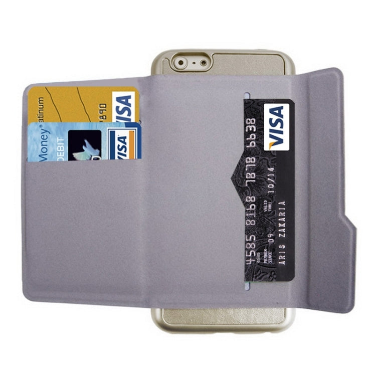 Creative Plastic Hard Shell + Leather Back Case with Card Slots for iPhone 6 Plus & 6S Plus