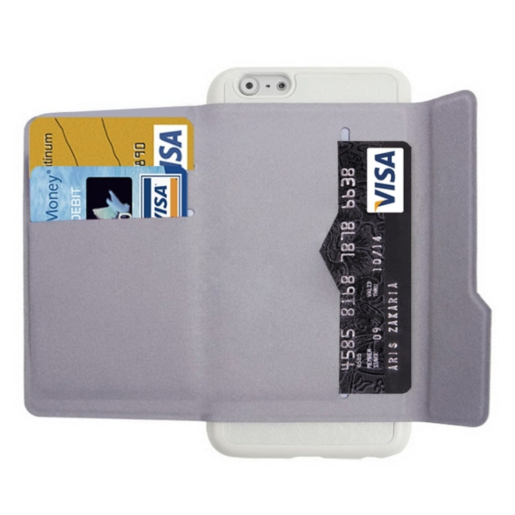 Creative Plastic Hard Shell + Leather Back Case with Card Slots for iPhone 6 Plus & 6S Plus