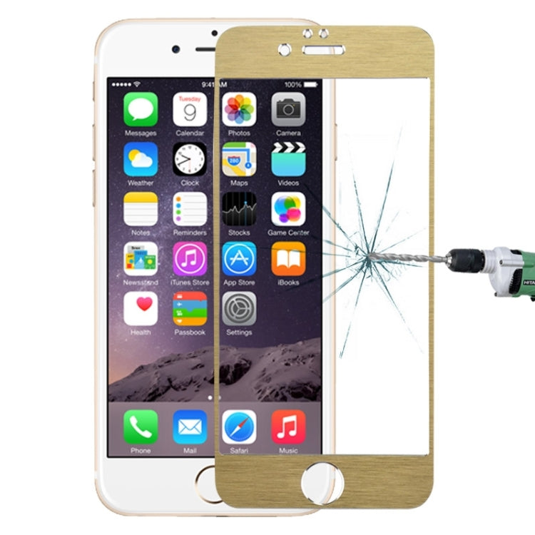 0.3mm 2.5D Titanium Alloy Brush Explosion-proof Screen Tempered Glass Film for iPhone 6 Plus